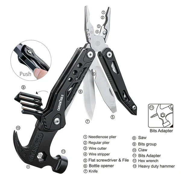 Multifunction Claw Hammer and Plier, Screw drivers, knives