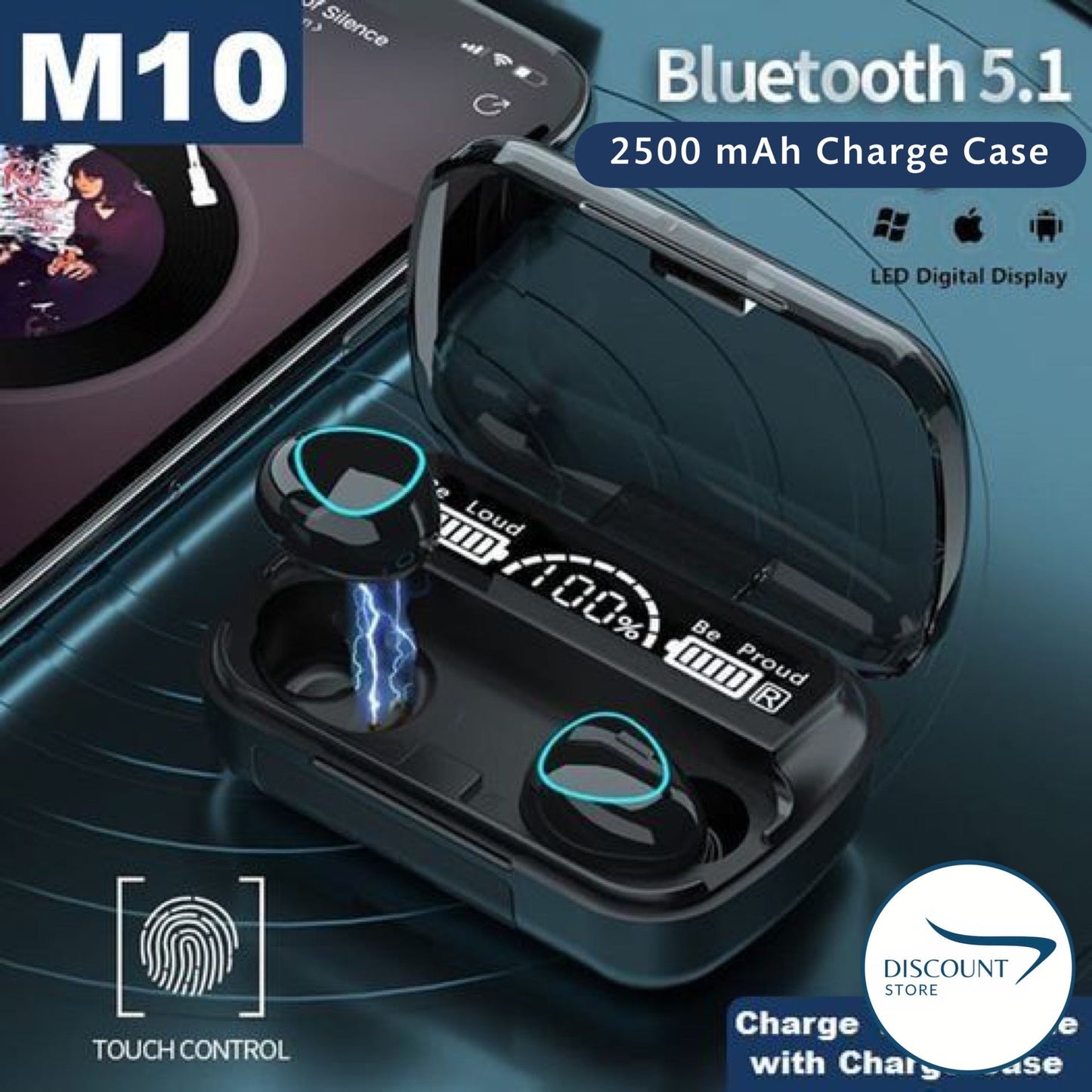 M10 Wireless TWS V5.1 EarBuds